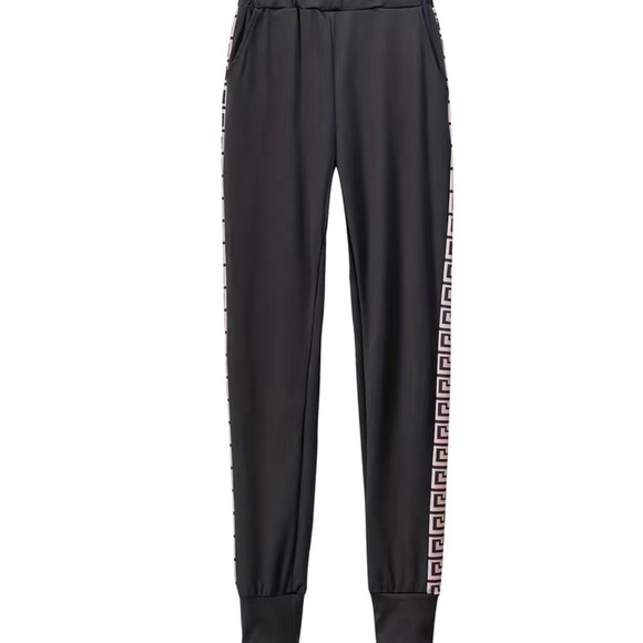 Casual Geo Print Two-piece Set, Long Sleeve Zip Up Top & Slant Pockets Pants - Picture 4 of 7